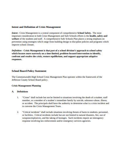 school crisis management plan