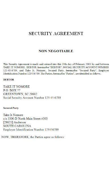 security agreement in ms word
