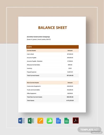 simple balance sheet template