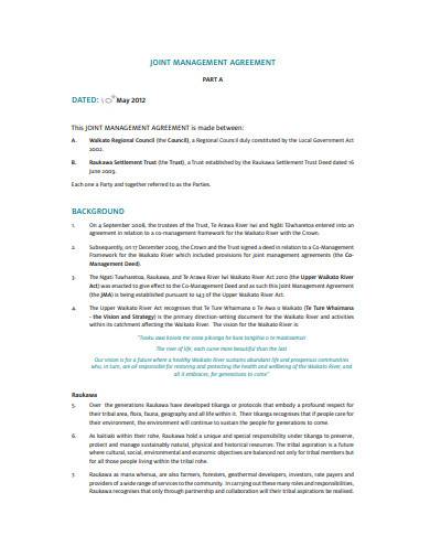 simple joint management agreement template