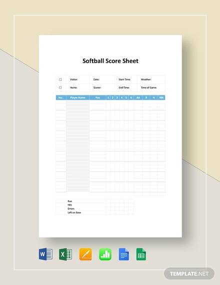 softball score sheet template