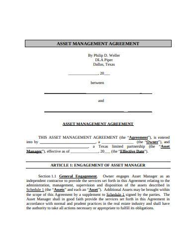 standard asset management agreement