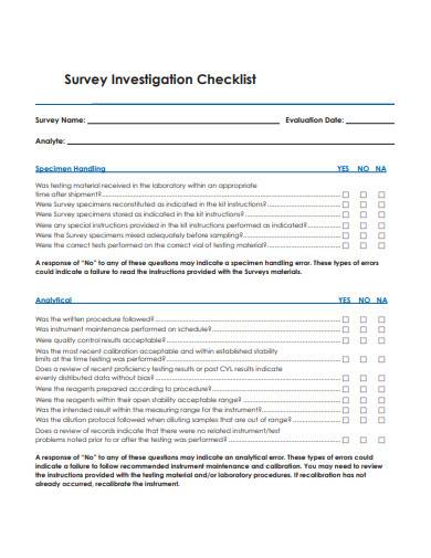survey investigation checklist