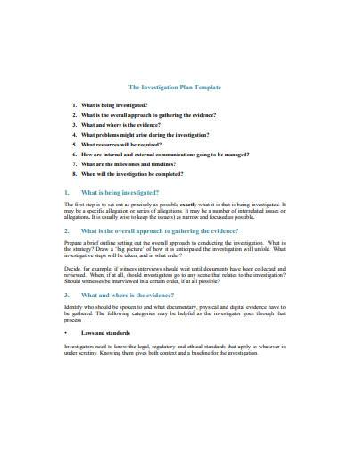 Sample Of Plan Of Investigation Wayfarermoms