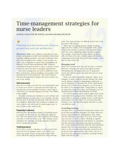 time management strategies for nurse leaders