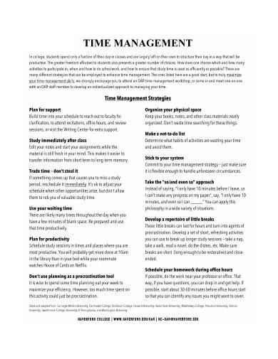 time management strategy sample