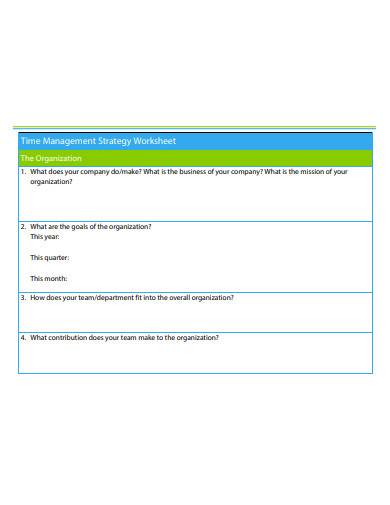 time management strategy worksheet template