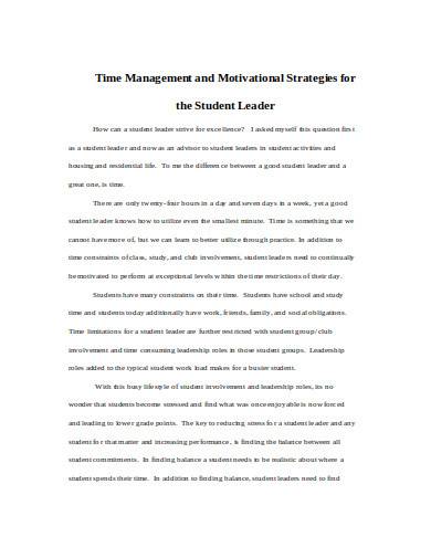 time management and motivational strategies for student leaders