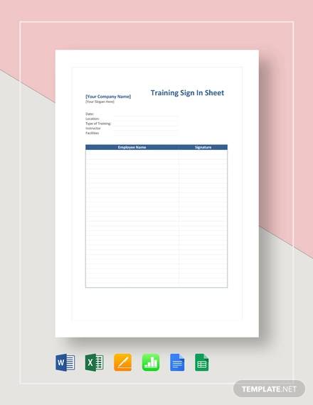 training sign in sheet template