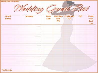 wedding guest list sample with illustration