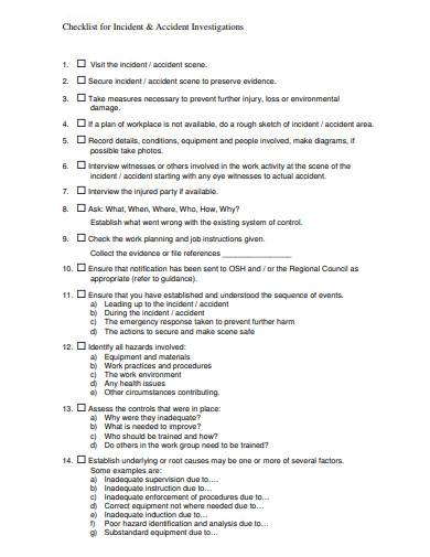 workplace accident investigation checklist template