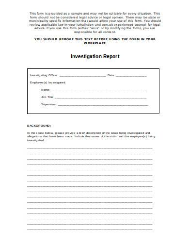 workplace investigation report in doc