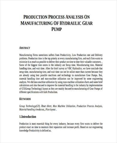 17 page production process analysis sample in pdf