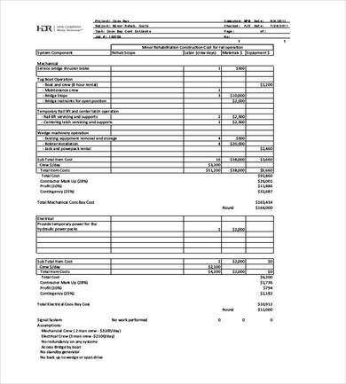 18 page structural repair cost estimate in pdf