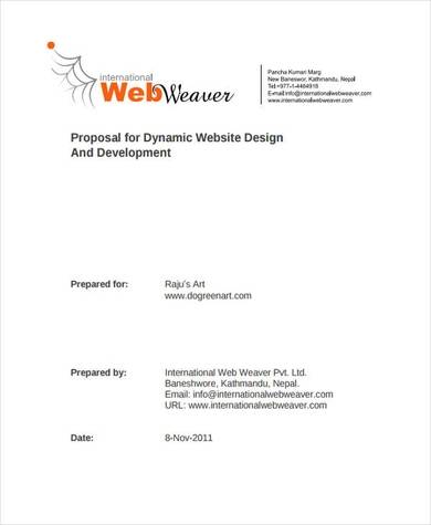 9 page proposal for dynamic website design and development