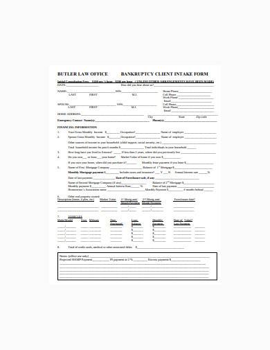 bankruptcy client intake form template