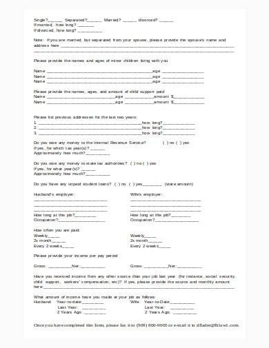 bankruptcy intake form in doc