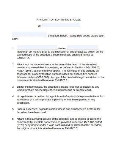 basic affidavit of surviving spouse 