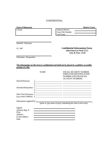 basic defendant information form template