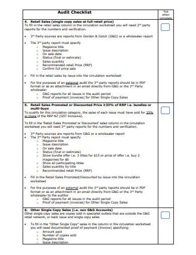 basic retail audit checklist