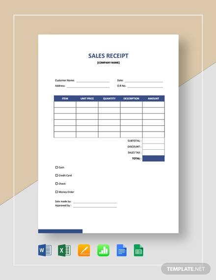 blank sales receipt template