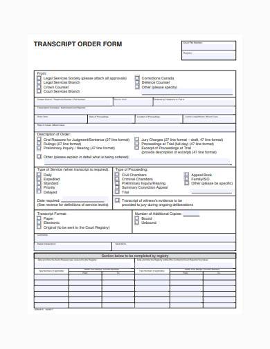 blank transcript order form sample