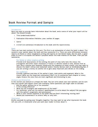 book review format template