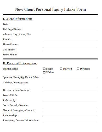 client personal injury intake form