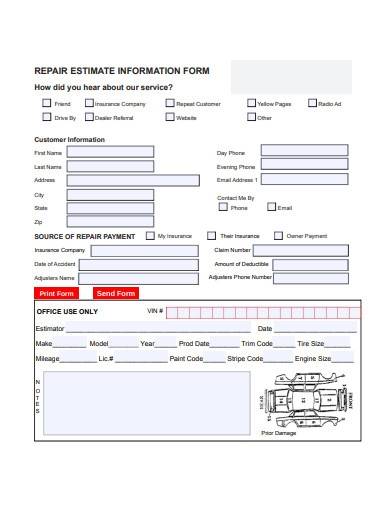 collision repair estimate sample in pdf