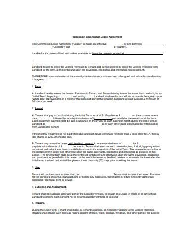 commercial lease agreement sample