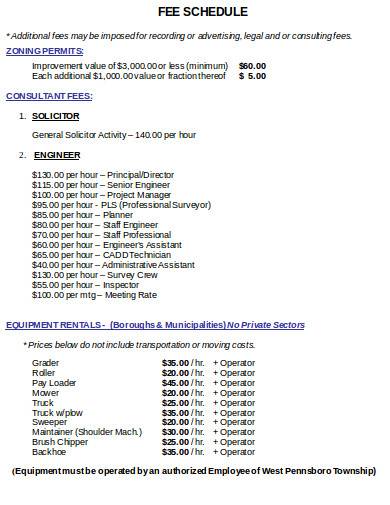 consultant fee schedule in doc