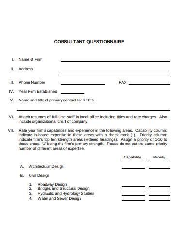 consultant questionnaire in pdf