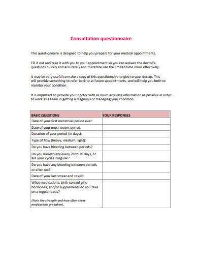 consultation questionnaire