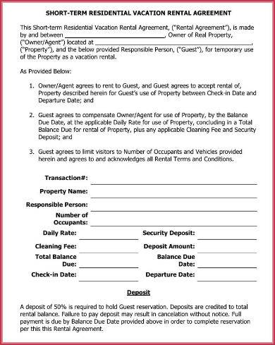 detailed vacation rental agreement sample