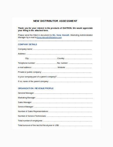 distributor assessment form in doc