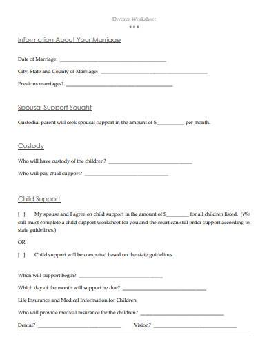 divorce worksheet in pdf