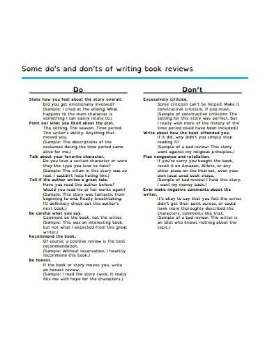 do’s and don’ts of writing book reviews