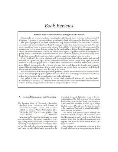 economics book review sample