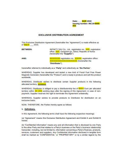 FREE 10 Exclusive Distribution Agreement Samples In PDF MS Word