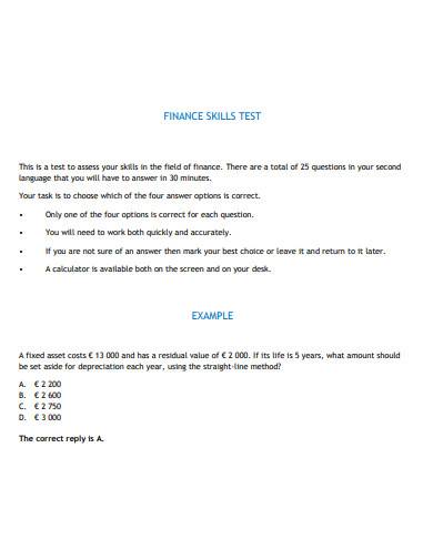 finance skills test
