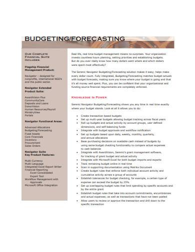 forecasting a budget sample