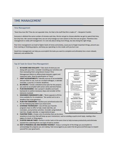 formal time management resources template