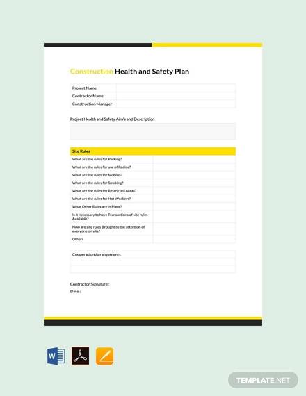 free construction health and safety plan template