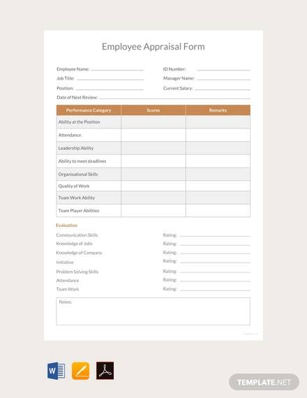 free employee appraisal form template