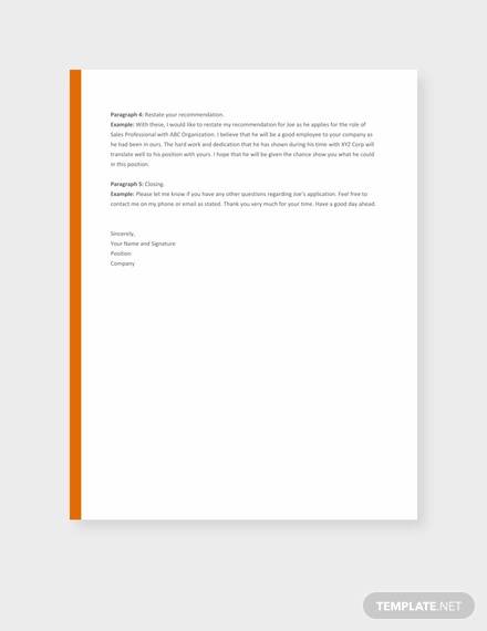 free recommendation letter format