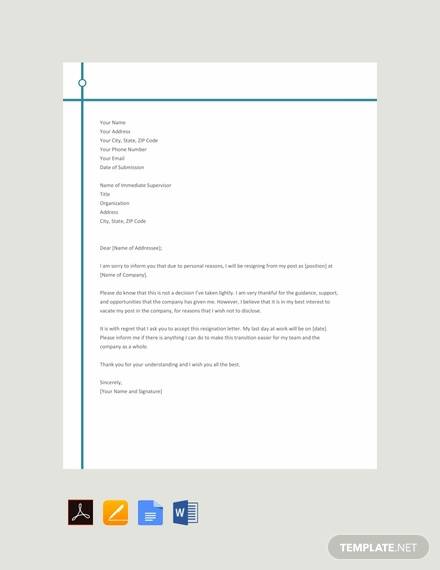 Free 36 Resignation Letters Samples Templates In Pdf