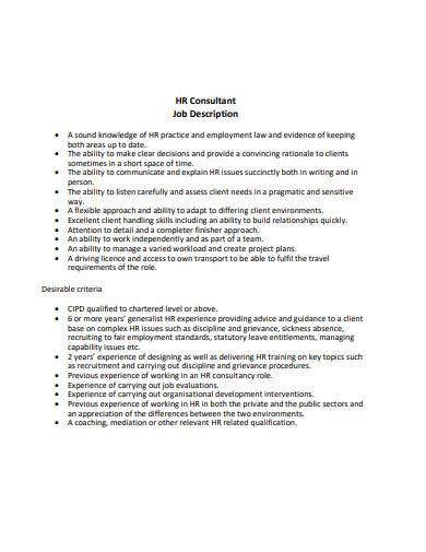 hr consultant job description template
