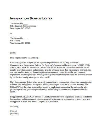 immigration support letter