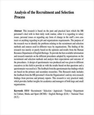 in depth recruitment and selection process analysis sample