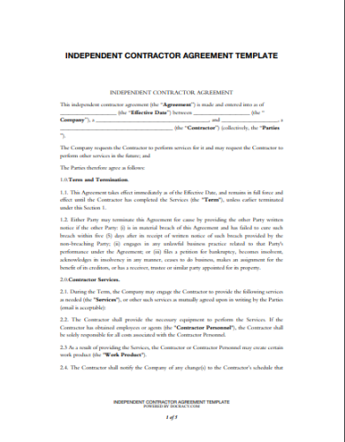 independent contractor agreement template
